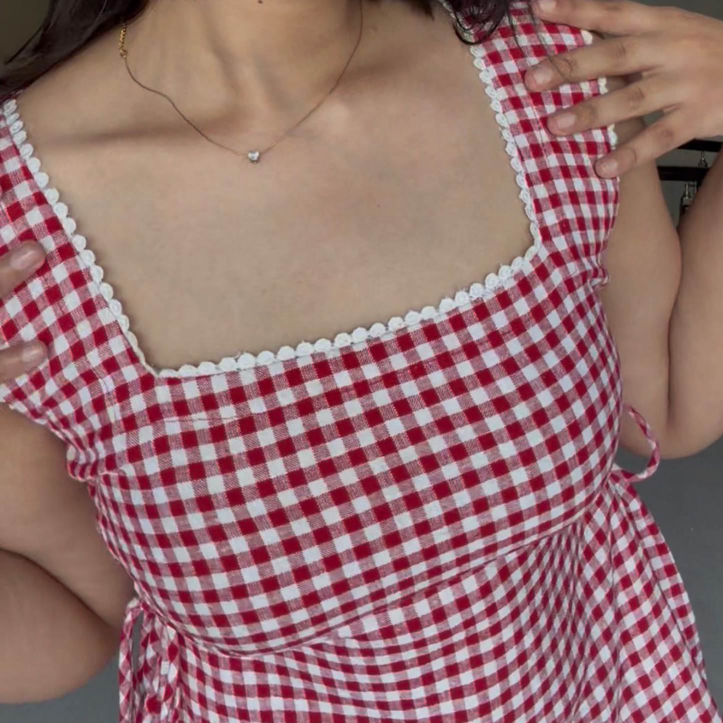 Red Gingham Peplum Top