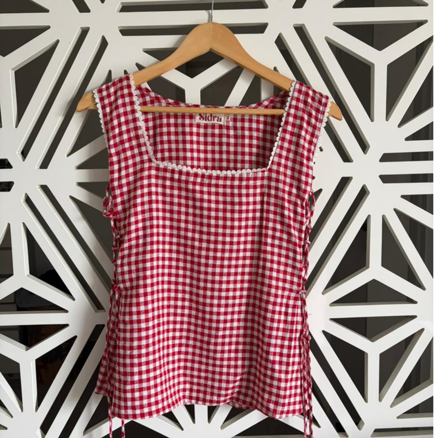 Red Gingham Peplum Top