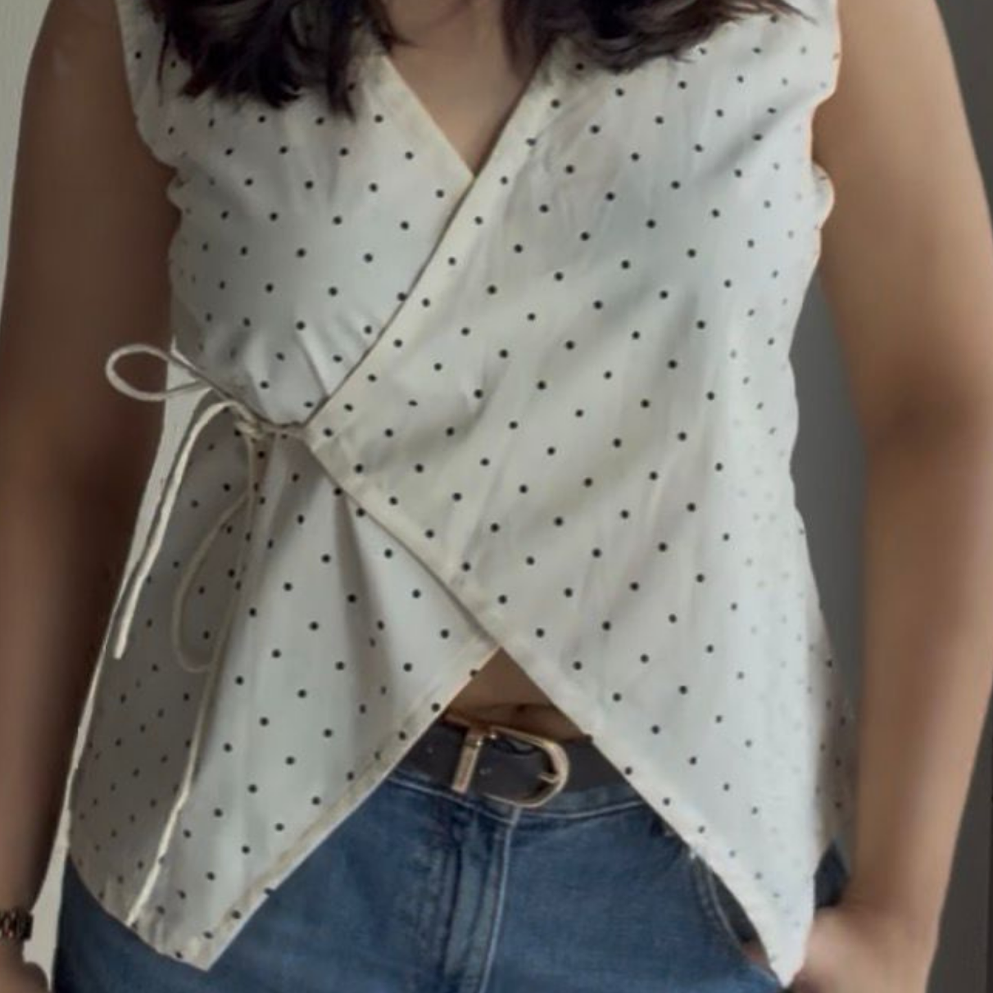 Polka dot wrap top