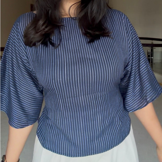 Navy Bat wing top